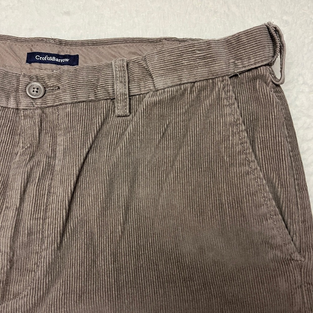 Croft & Barrow Corduroy Pants Mens 36x29 Tan Classic Fit Flat Front CBCP8076